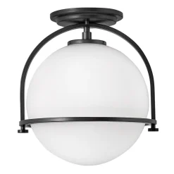 Deckenleuchten|Badezimmer Lampe*Elstead Deckenlampe Metall Glas Ø 28,2 cm rund Schwarz Weiß E27