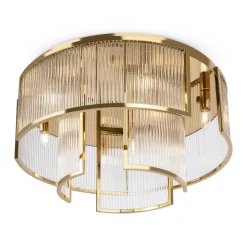 Deckenleuchten|Badezimmer Lampe*Maytoni Deckenlampe Metall Glas Ø 65 cm in Gold E14 rund KLARA