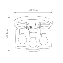 Elstead Deckenlampe Metall Glas B: 28,2 cm in Messing gebürstet E27< Deckenleuchten|Badezimmer Lampe