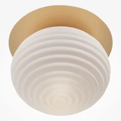 Maytoni Deckenlampe Metall Glas E27 D: 35 cm rund in Gold Weiß< Deckenleuchten|Badezimmer Lampe