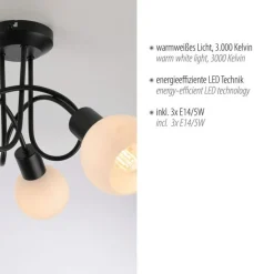 Just Light Deckenlampe Metall Glas L:38 cm inkl E14 dekorativ< Deckenleuchten|Flurlampen