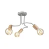 Lamkur Deckenlampe Metall Holz B: 40 cm Grau 3-flammig E27 Retro< Deckenleuchten|Flurlampen