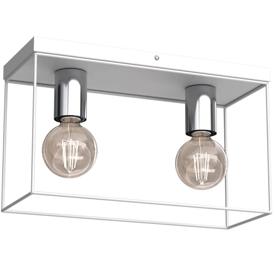 Deckenleuchten|Flurlampen*Luminex Deckenlampe Metall in Weiß Chrom L:34 cm E27 Industrial