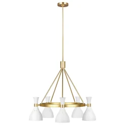 Elstead Deckenlampe Metall in Weiß Messing Ø81cm Retro< Deckenleuchten|Retro Lampen