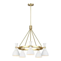 Elstead Deckenlampe Metall in Weiß Messing Ø81cm Retro< Deckenleuchten|Retro Lampen