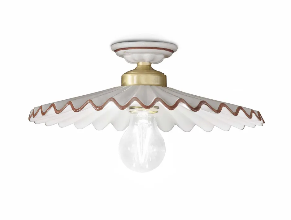 Wohnzimmerlampen|Keramiklampen*Ferroluce Deckenlampe Metall Keramik E27 D: 41 cm rund Landhaus