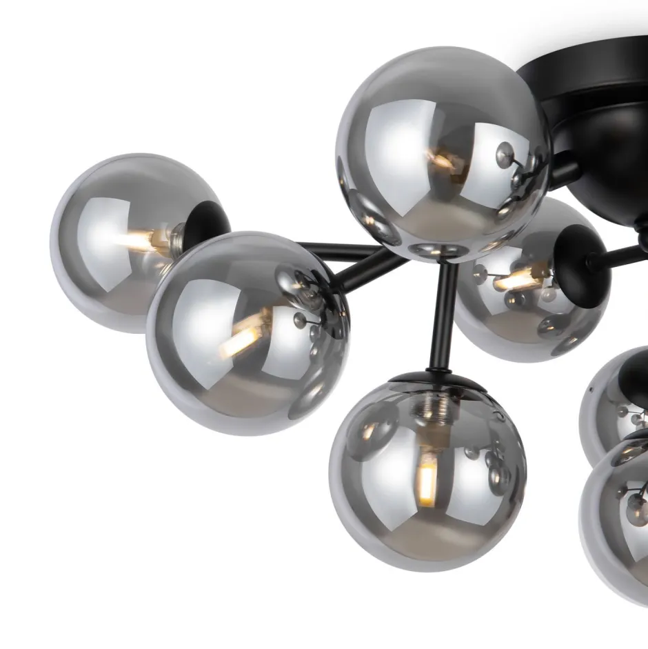 Deckenleuchten|Badezimmer Lampe*Maytoni Deckenlampe Metall Rauchglas B: 60 cm Schwarz G9 Modern