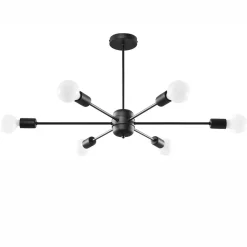 Sollux Deckenlampe Metall Retro 86,5 cm länglich 6-flammig< Wohnzimmerlampen|Deckenleuchten