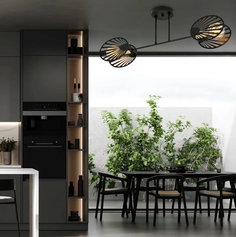 Emibig Deckenlampe Metall Schwarz 86 cm lang Modern CADMUS< Deckenleuchten|Moderne Lampen