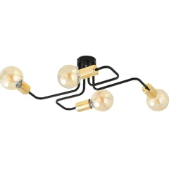 Emibig Deckenlampe Metall Schwarz Gold 4-flammig NIELS< Deckenleuchten|Flurlampen