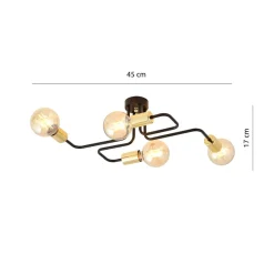 Emibig Deckenlampe Metall Schwarz Gold 4-flammig NIELS< Deckenleuchten|Flurlampen