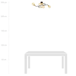 Emibig Deckenlampe Metall Schwarz Gold 4-flammig NIELS< Deckenleuchten|Flurlampen