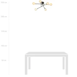 Emibig Deckenlampe Metall Schwarz Silber 6-flammig Retro E27< Deckenleuchten|Flurlampen