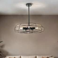 Easylight Deckenlampe Metall Schwarz Ø 56 cm 5x E27 Retro< Wohnzimmerlampen|Deckenleuchten