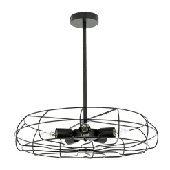 Easylight Deckenlampe Metall Schwarz Ø 56 cm 5x E27 Retro< Wohnzimmerlampen|Deckenleuchten