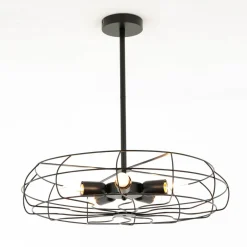 Easylight Deckenlampe Metall Schwarz Ø 56 cm 5x E27 Retro< Wohnzimmerlampen|Deckenleuchten