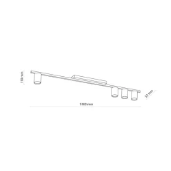 TK Lighting Deckenlampe Metall Schwarz lang 100 cm flach 4-flammig< Esszimmer Lampen|Wohnzimmerlampen