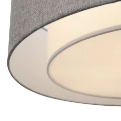 Maytoni Deckenlampe Metall Stoff E27 Ø 52 cm Chrom Grau rund< Deckenleuchten|Flurlampen