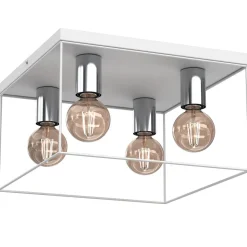 Deckenleuchten|Flurlampen*Luminex Deckenlampe Metall Weiß Chrom L:34 cm E27 Industrial