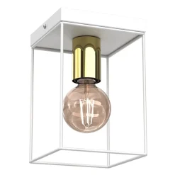 Luminex Deckenlampe Metall Weiß Gold B:14 cm E27 Industrial< Deckenleuchten|Flurlampen