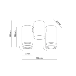TK Lighting Deckenlampe Metall Weiß verstellbar L: 17 cm GU10 2-flammig< Flurlampen|Bürolampen