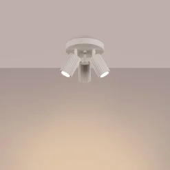 Wohnzimmerlampen|Metall Lampen*Sollux Deckenlampe Modern in Creme Ø 19,5 cm schwenkbar 3x GU10 Alu