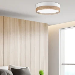 TK Lighting Deckenlampe Modern Jute Stoff rund Ø 60 cm Braun Weiß< Stofflampen|Moderne Lampen