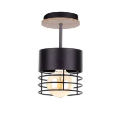 Keter Deckenlampe Modern Metall Holz Schwarz Ø12cm rund< Deckenleuchten|Flurlampen