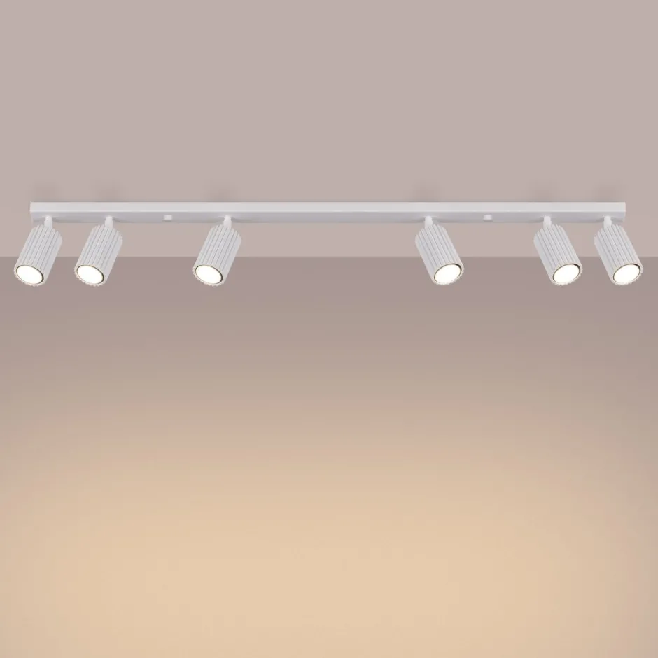 Flurlampen|Wohnzimmerlampen*Sollux Deckenlampe Modern Weiß 117 cm schwenkbar 6x GU10 Aluminium