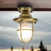 Metall Lampen|Messinglampen*Lido Deckenlampe Outdoor Echt-Messing Glas IP54 Maritim