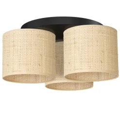 Deckenleuchten|Flurlampen*Luminex Deckenlampe Rattan Metall Ø45 cm E27 Loft Schwarz Natur