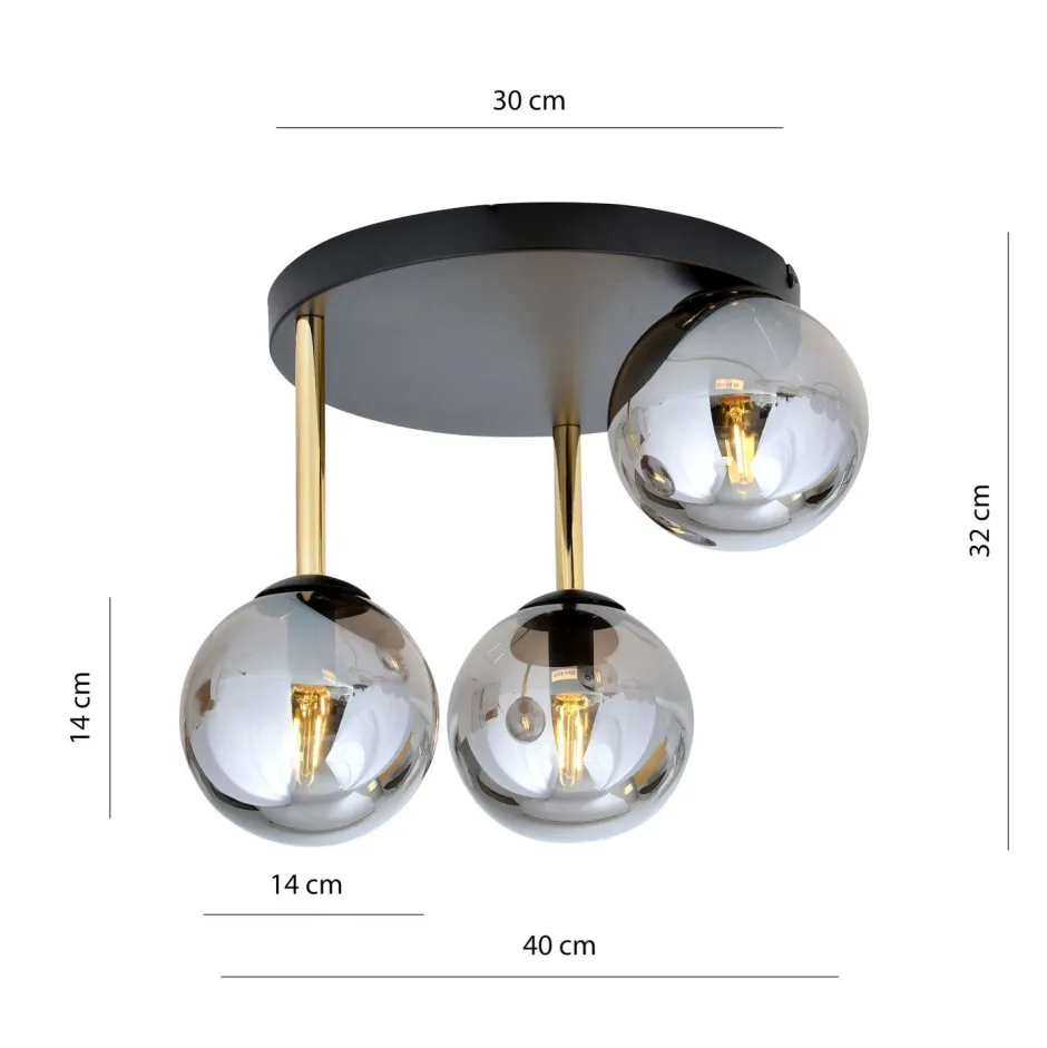 Deckenleuchten|Bürolampen*Emibig Deckenlampe rund Ø 40 cm E14 Schwarz Grau Gold Glas Metall