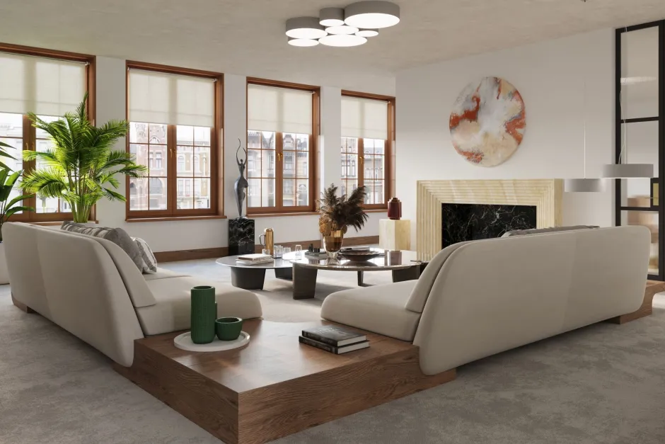 Deckenleuchten|Flurlampen*Sollux Deckenlampe rund Ø 55 cm Grau 4x E27 blendarm ATISS