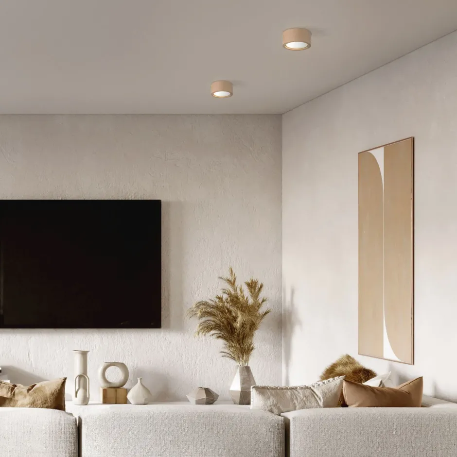 TK Lighting Deckenlampe rund Ø 9,5 cm H: 4,5 cm Aufputz GX53 Holz< Metall Lampen|Holzlampen