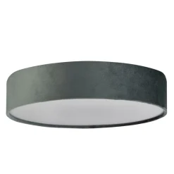 Deckenleuchten|Flurlampen*Searchlight Deckenlampe rund Ø 50 cm H: 10 cm Grau Samt Schirm 3x E27