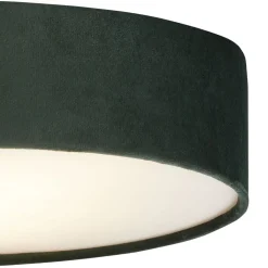 Wohnzimmerlampen|Schlafzimmer Lampen*Searchlight Deckenlampe rund Ø 38 cm H: 10 cm Samt Schirm Grün 2x E27