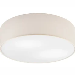 Lamkur Deckenlampe rund Ø 45 cm Modern Stoffschirm Creme 2x E27< Stofflampen|Esszimmer Lampen