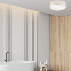 Lamkur Deckenlampe rund Ø 45 cm Modern Stoffschirm Creme 2x E27< Stofflampen|Esszimmer Lampen