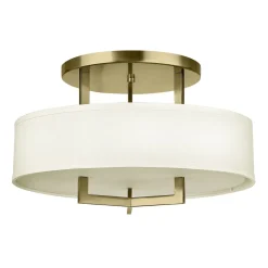 Elstead Deckenlampe rund Ø 50,8 cm 3x E27 Metall Stoff in Messing Weiß< Deckenleuchten|Bürolampen