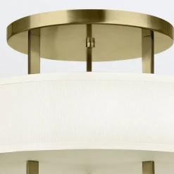 Elstead Deckenlampe rund Ø 50,8 cm 3x E27 Metall Stoff in Messing Weiß< Deckenleuchten|Bürolampen