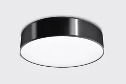 Sollux Deckenlampe rund flach Ø 55 cm blendarm 4x E27 Schwarz< Deckenleuchten|Flurlampen