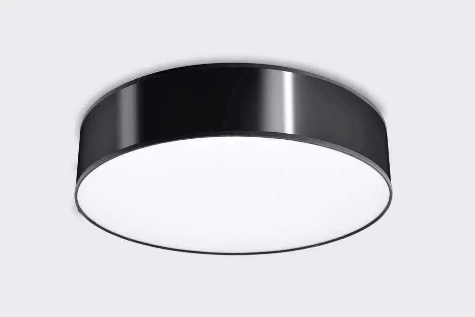 Sollux Deckenlampe rund flach Ø 55 cm blendarm 4x E27 Schwarz< Deckenleuchten|Flurlampen