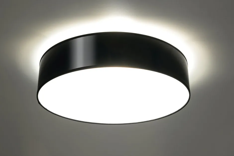 Sollux Deckenlampe rund flach Ø 55 cm blendarm 4x E27 Schwarz< Deckenleuchten|Flurlampen