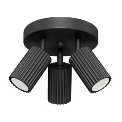 Flurlampen|Wohnzimmerlampen*Sollux Deckenlampe rund 3-flammig GU10 Schwarz Ø 19,5 cm klein Modern