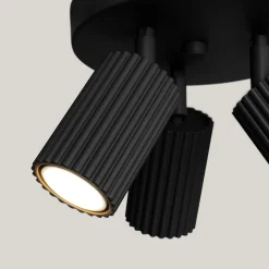 Flurlampen|Wohnzimmerlampen*Sollux Deckenlampe rund 3-flammig GU10 Schwarz Ø 19,5 cm klein Modern
