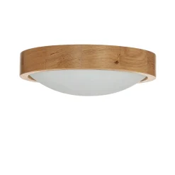 Lamkur Deckenlampe rund Holz Glas Schirm Ø27cm Wohnzimmer< Holzlampen|Moderne Lampen