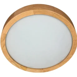 Lamkur Deckenlampe rund Holz Glas Schirm Ø27cm Wohnzimmer< Holzlampen|Moderne Lampen