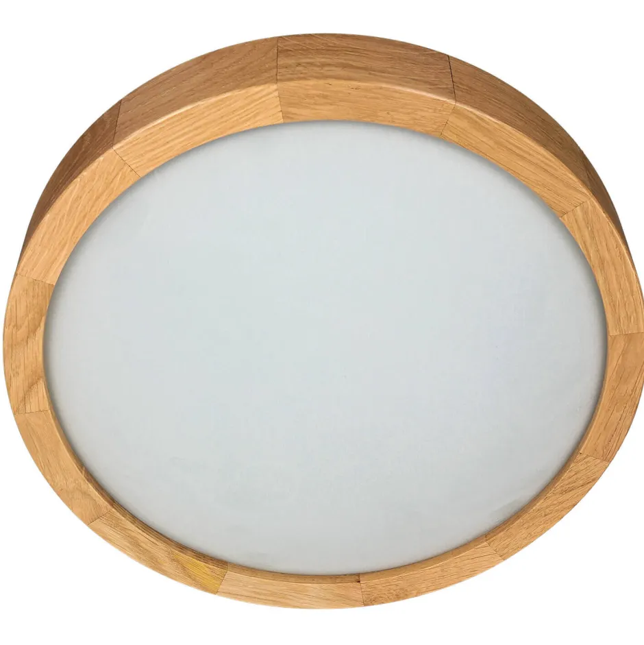 Lamkur Deckenlampe rund Holz Glas Schirm Ø27cm Wohnzimmer< Holzlampen|Moderne Lampen