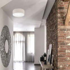 Lamkur Deckenlampe rund Stoff blendarm E27 Ø 35 cm flach WALTER< Deckenleuchten|Flurlampen