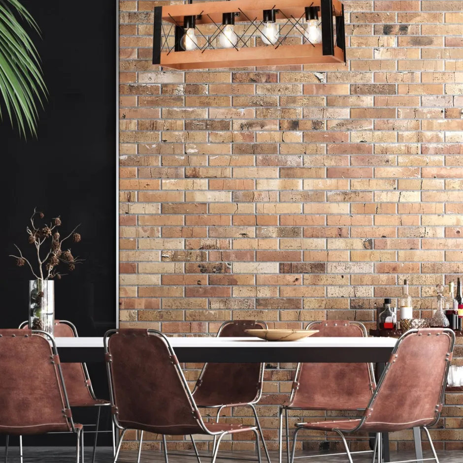 Deckenleuchten|Bürolampen*Lamkur Deckenlampe Rustikal Holz Metall 4x E27 63 cm lang Schwarz